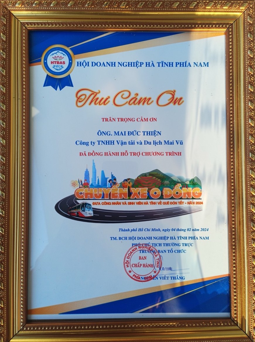 Thư cảm ơn chuyến xe 0 đồng